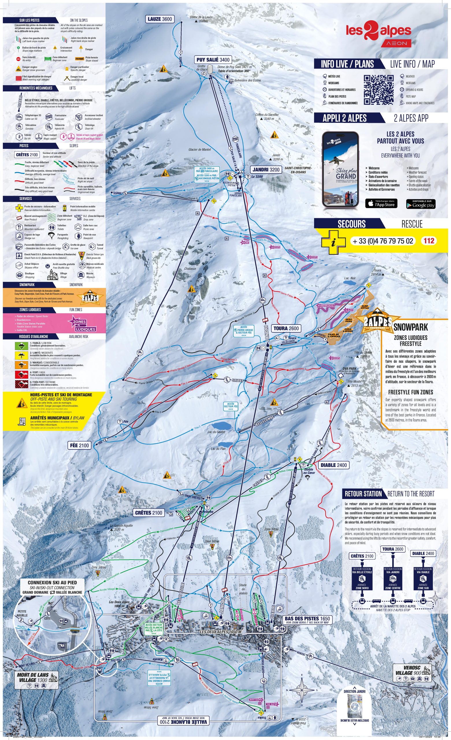 Les Deux Alpes Piste Ski Map 2024-25